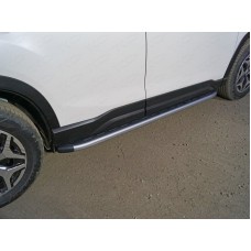 Пороги алюминиевые ТСС с накладкой серые для Subaru Forester SK 2018-2023