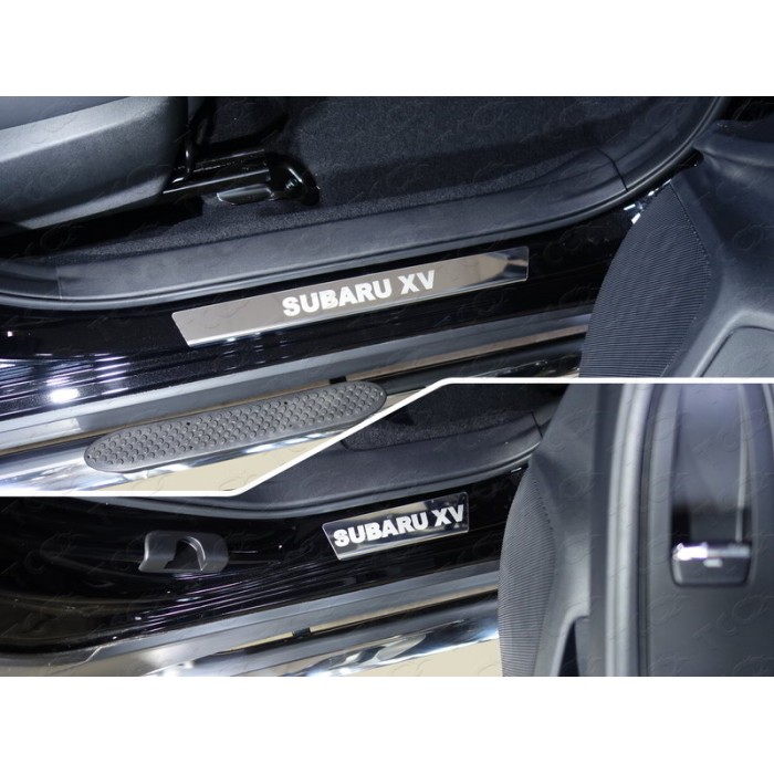 Накладки на пороги зеркальный лист надпись Subaru XV 4 штуки для Subaru XV 2017-2023 артикул SUBXV17-27