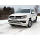 Пороги алюминиевые ТСС с накладкой серые для Volkswagen Amarok 2016-2023 артикул VWAMAR17-31GR