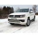 Пороги алюминиевые ТСС с накладкой серые для Volkswagen Amarok 2016-2024 артикул VWAMAR17-31GR