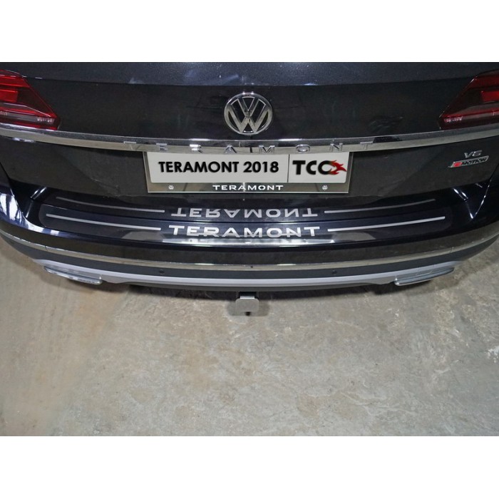 Накладка на задний бампер лист зеркальный надпись Teramont для Volkswagen Teramont 2018-2023 артикул VWTER18-14