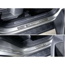 Накладки на пороги внешние шлифованный лист надпись Volkswagen 4 шт для Volkswagen Tiguan 2016-2023