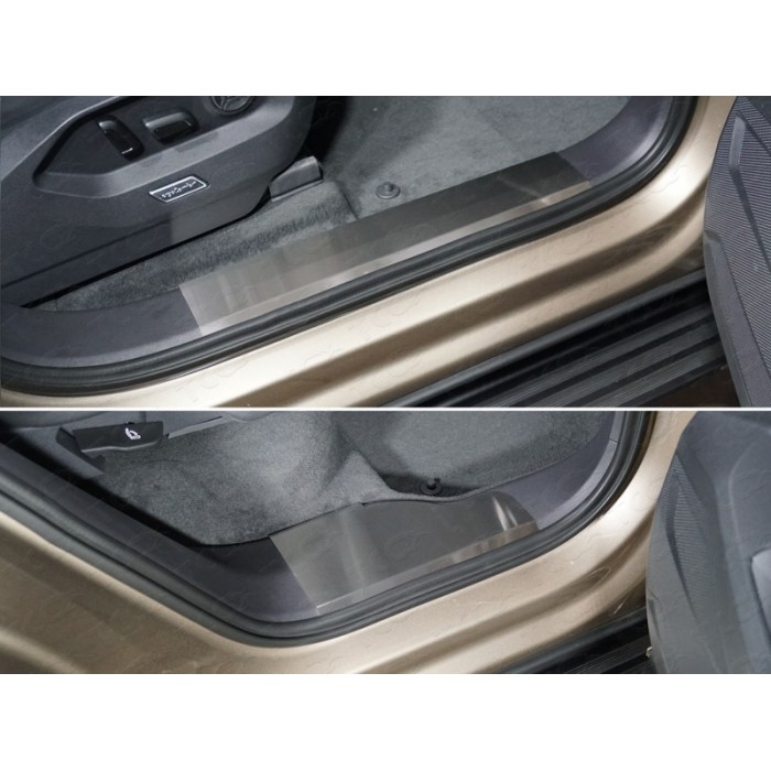 Накладки на пластиковые пороги лист шлифованный 4 шт для Volkswagen Touareg 2018-2023 артикул VWTOUAR18-10