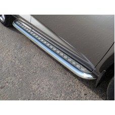 Пороги с площадкой алюминиевый лист 60 мм для Lexus NX-300h 2014-2017