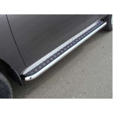 Пороги с площадкой алюминиевый лист 60 мм для Nissan Patrol 2014-2023