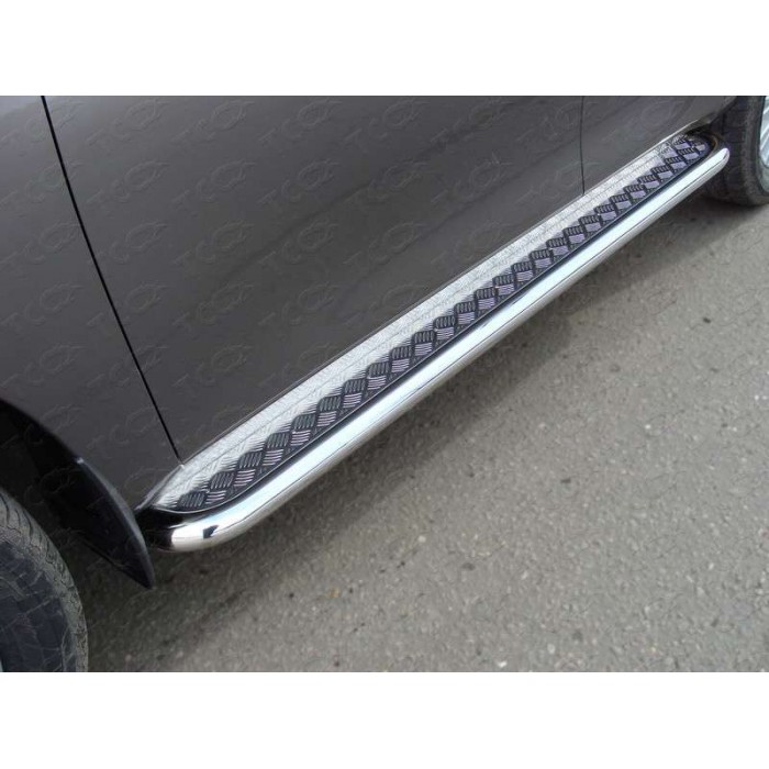 Пороги с площадкой алюминиевый лист 60 мм для Nissan Patrol 2014-2023 артикул NISPATR14-12