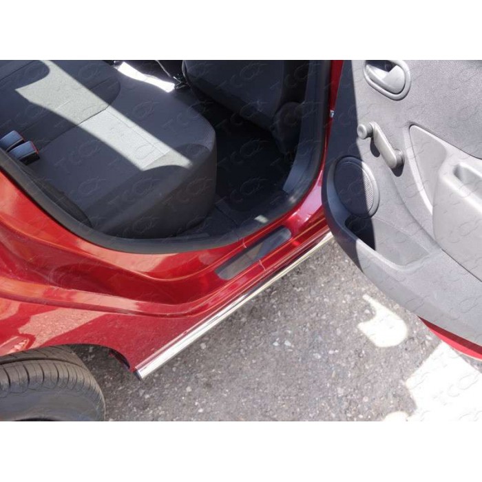 Накладки на пороги зеркальный лист для Renault Sandero Stepway 2015-2023 артикул RENSANST15-14