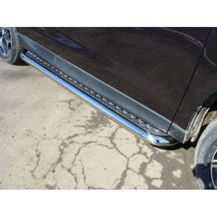 Пороги с площадкой алюминиевый лист 60 мм для Subaru Forester SJ 2013-2016 артикул SUBFOR13-06