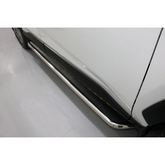Пороги с площадкой нержавеющий лист 42 мм для Toyota RAV4 2019-2023 артикул TOYRAV19-22