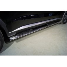 Пороги овальные с накладками 120х60 мм для Hyundai Palisade 2020-2023
