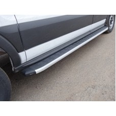 Порог алюминиевый ТСС с накладкой левый 2220 мм для Ford Transit FWD L2 2014-2023