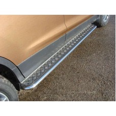 Пороги с площадкой алюминиевый лист 42 мм для Ford Kuga 2016-2019