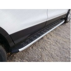 Пороги алюминиевые ТСС с накладкой для Ford Kuga 2016-2019