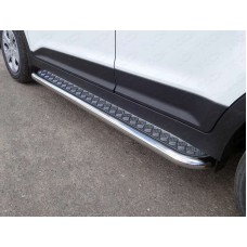 Пороги с площадкой алюминиевый лист 60 мм для Hyundai Creta 2016-2021