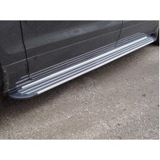 Пороги алюминиевые Slim Line Silver для Hyundai H-1 Starex 2019-2021