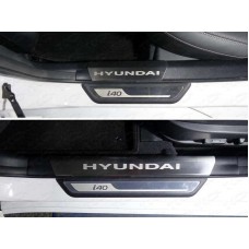 Накладки на пороги внешние и внутренние зеркальный лист для Hyundai i40 2011-2019