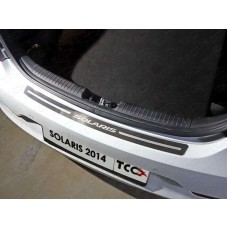 Накладка на задний бампер лист шлифованный надпись Solaris только седан для Hyundai Solaris 2014-2017