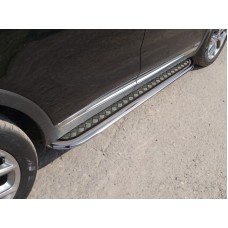 Пороги с площадкой алюминиевый лист 75х42 мм для Kia Sorento Prime 2018-2020