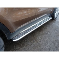 Пороги с площадкой алюминиевый лист 42 мм для Kia Sportage 2019-2023
