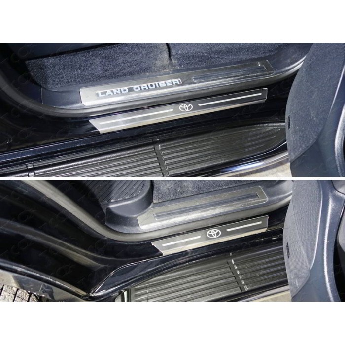 Накладки на пороги с гибом лист зеркальный логотип Lexus 4 штуки для Lexus LX-450d 2015-2023 артикул LEXLX450d15-31