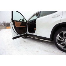 Пороги с площадкой алюминиевый лист 42 мм для Lexus RX-200t/350/450h 2015-2022