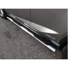 Пороги труба овальная с накладками 120х60 мм для Lexus NX-200 2014-2017