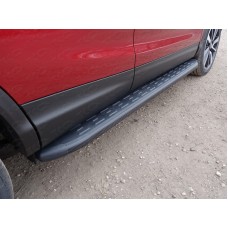 Пороги алюминиевые ТСС с накладкой чёрные для Nissan Qashqai 2019-2023