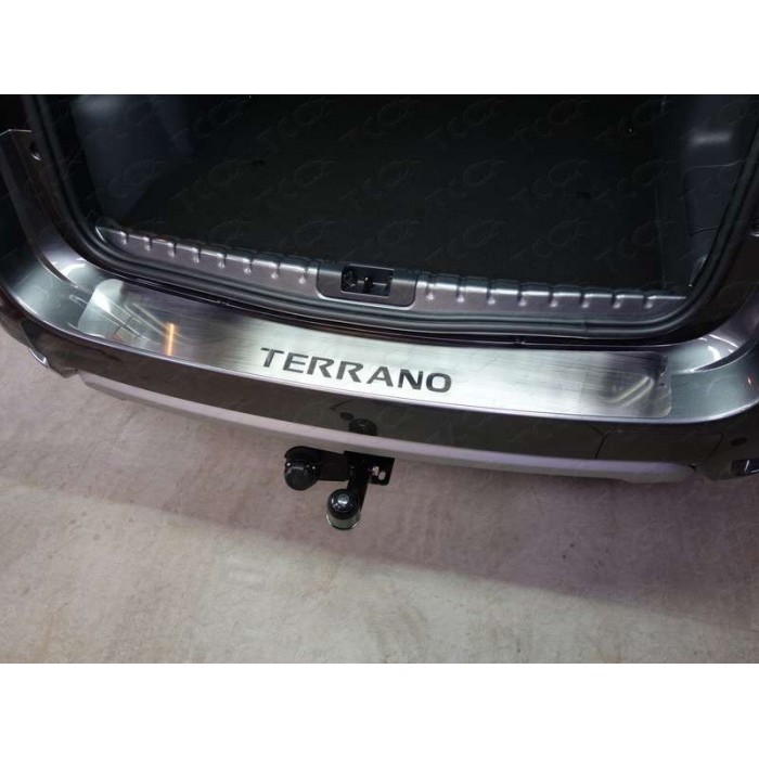 Накладка на задний бампер с надписью Terrano шлифованный лист для Nissan Terrano 2014-2022 артикул NISTER14-26