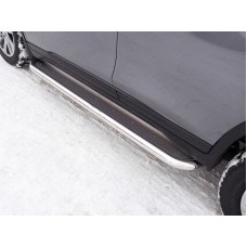 Пороги с площадкой нержавеющий лист 60 мм для Nissan X-Trail T32 2019-2023
