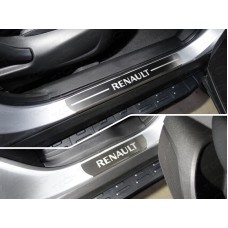 Накладки на пороги шлифованный лист надпись Renault 4 штуки для Renault Koleos 2018-2023