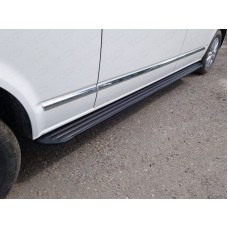 Пороги алюминиевые Slim Line Black для Volkswagen Caravelle T6 Long 2015-2023