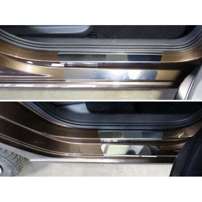 Накладки на пороги внешние и внутренние зеркальный лист 8 шт для Volkswagen Polo 2015-2020 артикул VWPOLO16-17