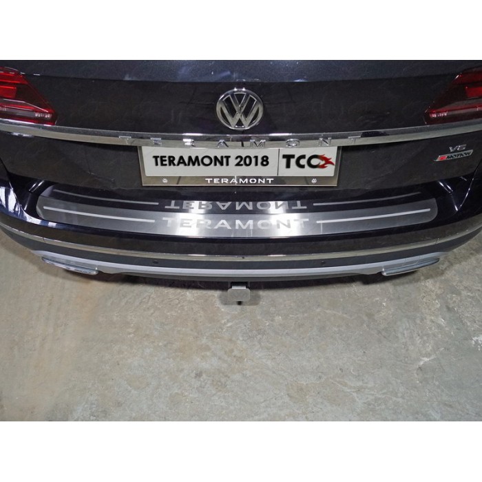 Накладка на задний бампер лист шлифованный надпись Teramont для Volkswagen Teramont 2018-2023 артикул VWTER18-15
