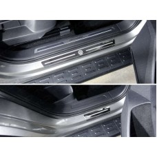 Накладки на пороги внешние зеркальный лист логотип VW 4 шт для Volkswagen Tiguan 2016-2023