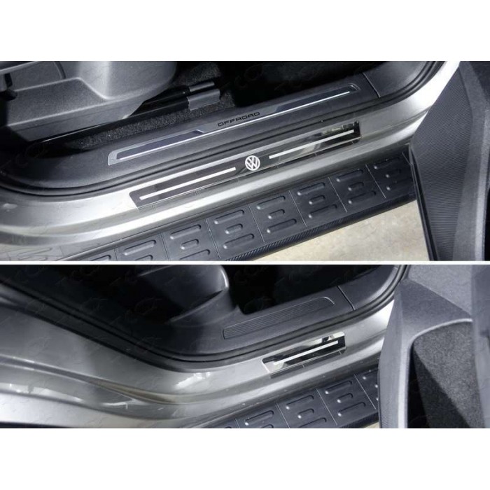Накладки на пороги внешние зеркальный лист логотип VW 4 шт для Volkswagen Tiguan 2016-2023 артикул VWTIG17-34