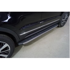 Пороги алюминиевые ТСС с накладкой серые  серые 1720 мм на 2WD для Changan CS55 2022