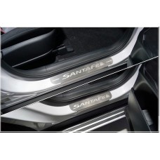 Накладки на пороги шлифованные с логотипом 4 шт для Hyundai Santa Fe 2021-2023