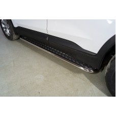 Пороги с площадкой алюминиевый лист 42,4 мм для Hyundai Santa Fe 2021-2023