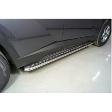 Пороги с площадкой алюминиевый лист 42,4 мм для Hyundai Tucson 2021-2023