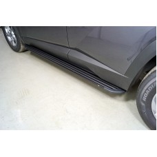 Пороги алюминиевые Slim Line Black 1820 мм для Hyundai Tucson 2021-2023