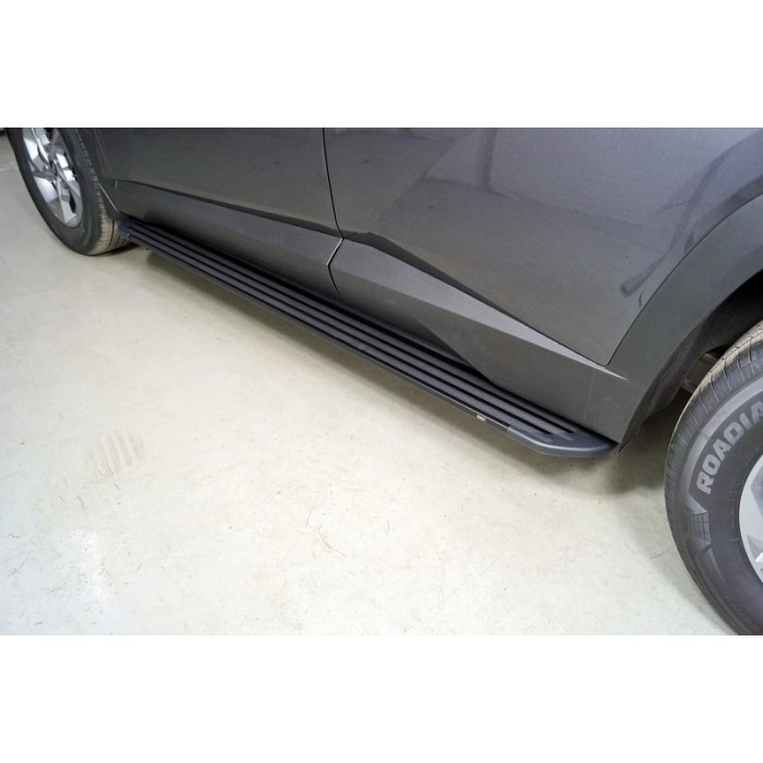Пороги алюминиевые Slim Line Black 1820 мм для Hyundai Tucson 2021-2023