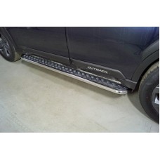 Пороги с площадкой алюминиевый лист 42,4 мм для Subaru Outback 2021-2023