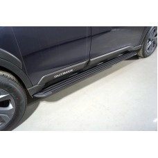 Пороги алюминиевые Slim Line Black 1820 мм для Subaru Outback 2021-2022