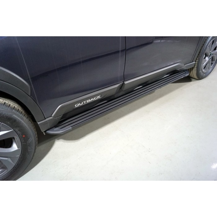 Пороги алюминиевые Slim Line Black 1820 мм для Subaru Outback 2021-2023