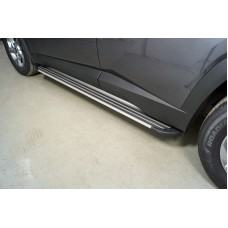 Пороги алюминиевые Slim Line Silver 1820 мм для Hyundai Tucson 2021-2023