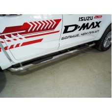 Пороги труба овальная гнутые с накладками 75х42 мм на 3.0 для Isuzu D-MAX 2019-2023