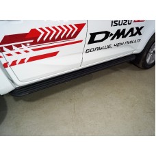 Пороги алюминиевые Slim Line Black 2120 мм на 3.0 для Isuzu D-MAX 2019-2022