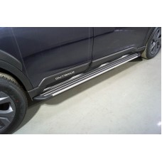 Пороги алюминиевые Slim Line Silver 1820 мм для Subaru Outback 2021-2023
