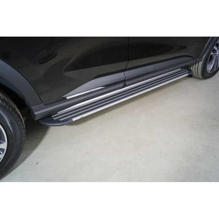 Пороги алюминиевые Slim line Silver 1720 мм на 4WD для Haval F7 2022-2023