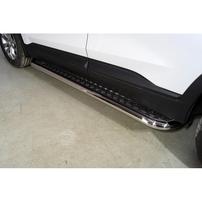 Пороги с площадкой алюминиевый лист 60,3 мм для Hyundai Santa Fe 2021-2023